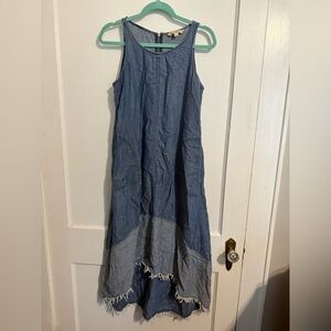 Hope & Harlow denim chambray lagenlook hippie coastal high low dress size 8